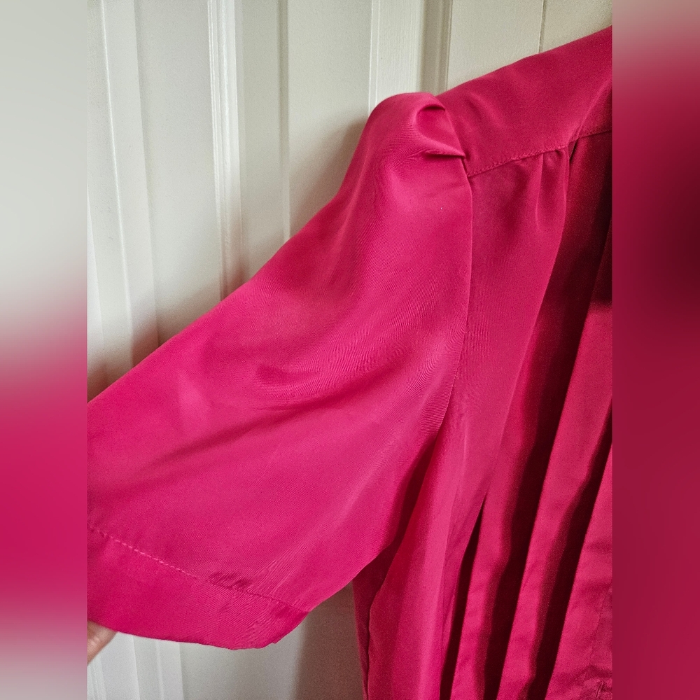 Bright Pink Button-Up Blouse - Picture 3 of 17